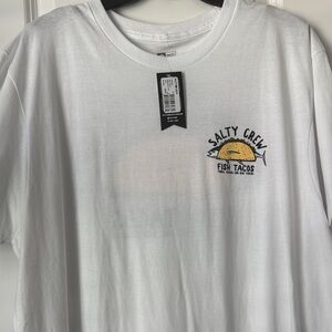 Salty Crew White Tee with Fish Tacos Graphic